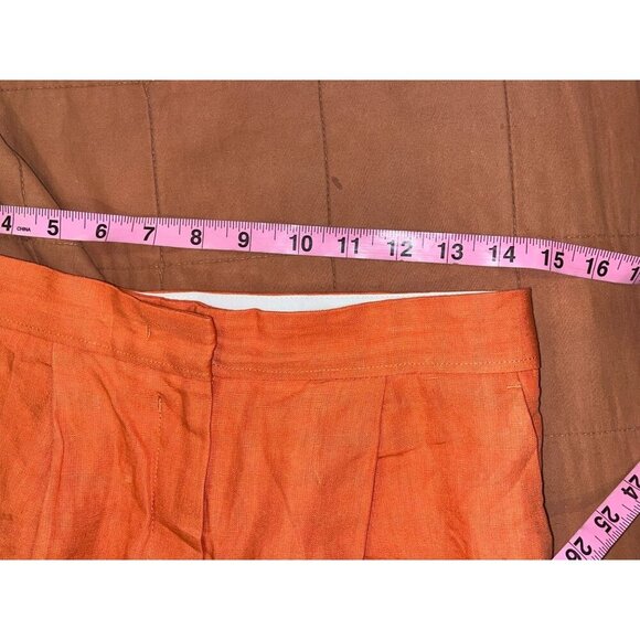 COS Shorts Womens Size 6 Coral Orange High Wasit 100% Linen cropped Pants - Picture 5 of 10